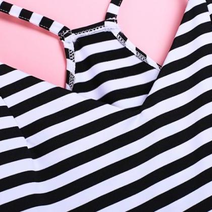 Black And White Striped Romper / Playsuit