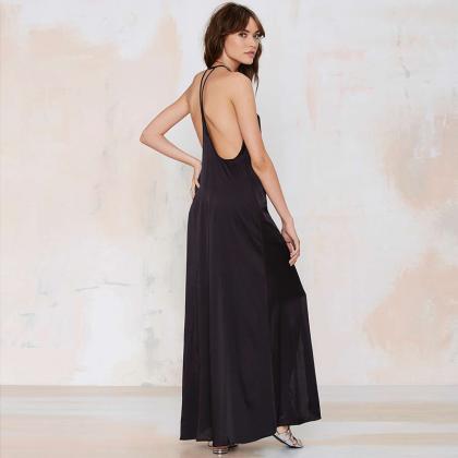 Flowy vintage blackless Maxi Dress