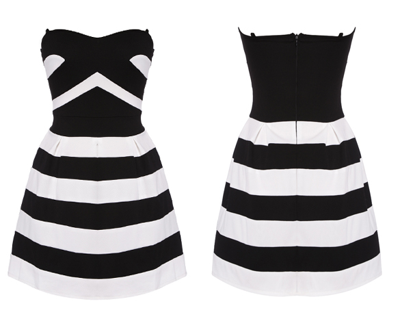 black and white striped tube dress