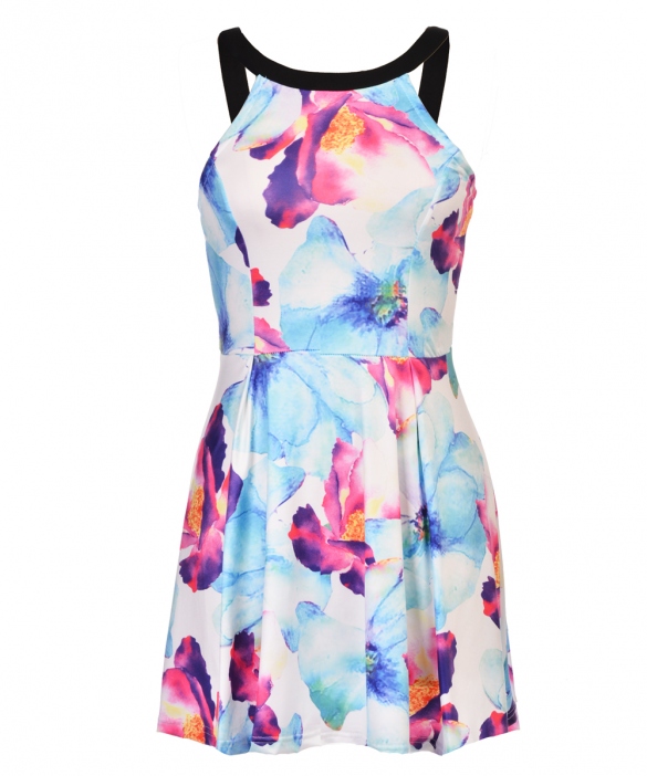 Floral Print A-line Mini Dress on Luulla