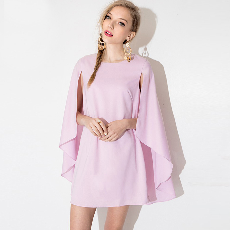Pink Cape A-line Chiffon Dress